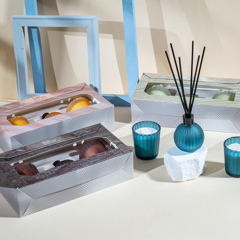 Vertikale stripete små glass duftlys X2 Vertikal stripe liten pære flyktig siv diffuser flaske