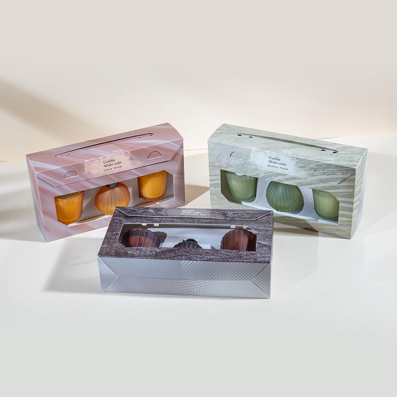 Vertikale stripete små glass duftlys X2 Vertikal stripe liten pære flyktig siv diffuser flaske