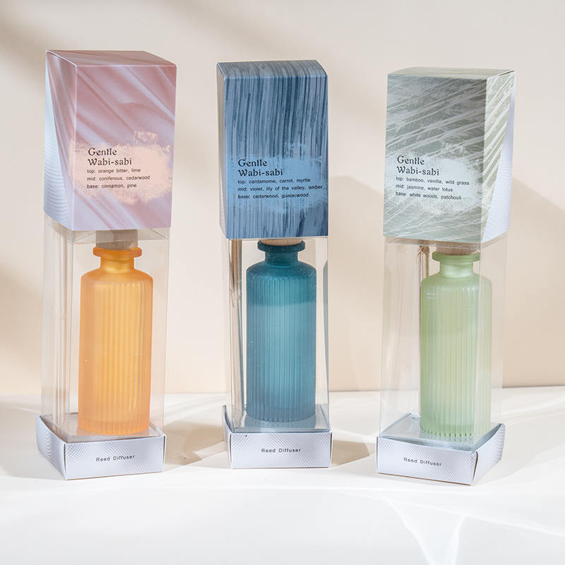 Høy vertikal stripe rund glassflaske siv diffuser-aroma diffuser oljeprodusent