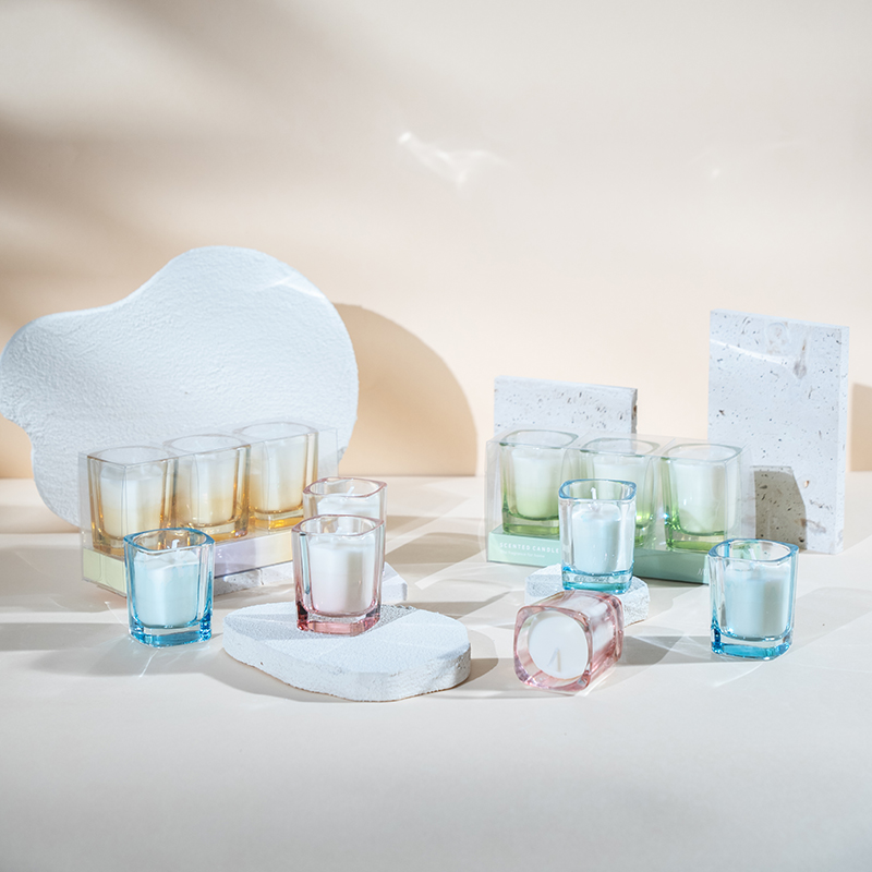 3 stk firkantede lys sett med gradient farge