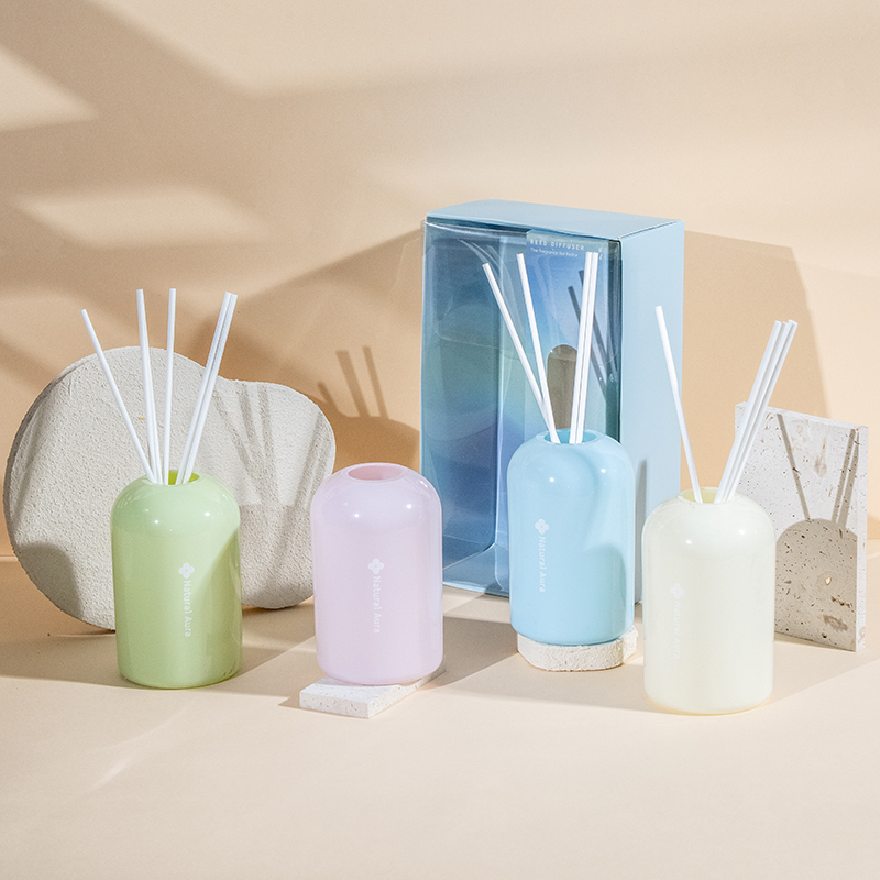 Gjennomsiktig glass rund høyflyktig flaske siv diffuser-stort volum styling aromaterapi