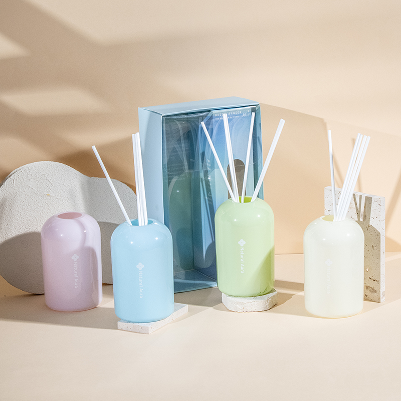 Gjennomsiktig glass rund høyflyktig flaske siv diffuser-stort volum styling aromaterapi