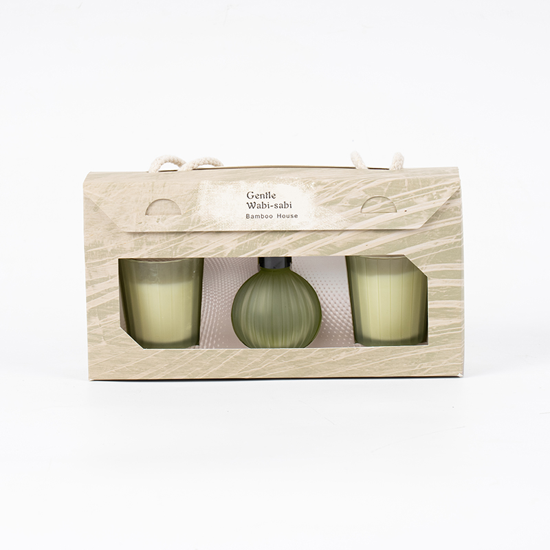 Vertikale stripete små glass duftlys X2 Vertikal stripe liten pære flyktig siv diffuser flaske