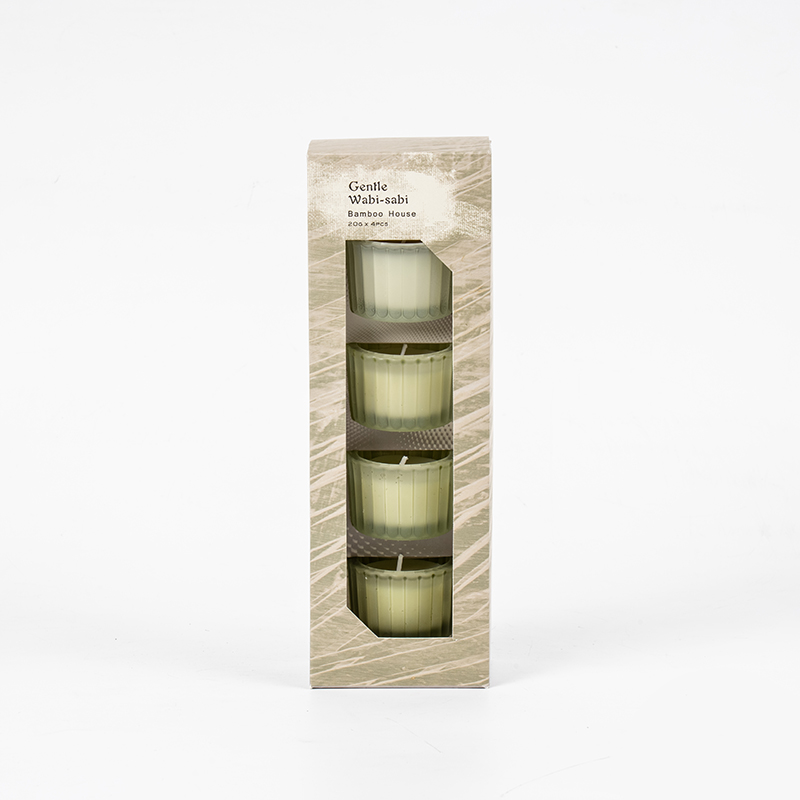 Sett med 4 vertikale stripete små dvergglass lyskopper