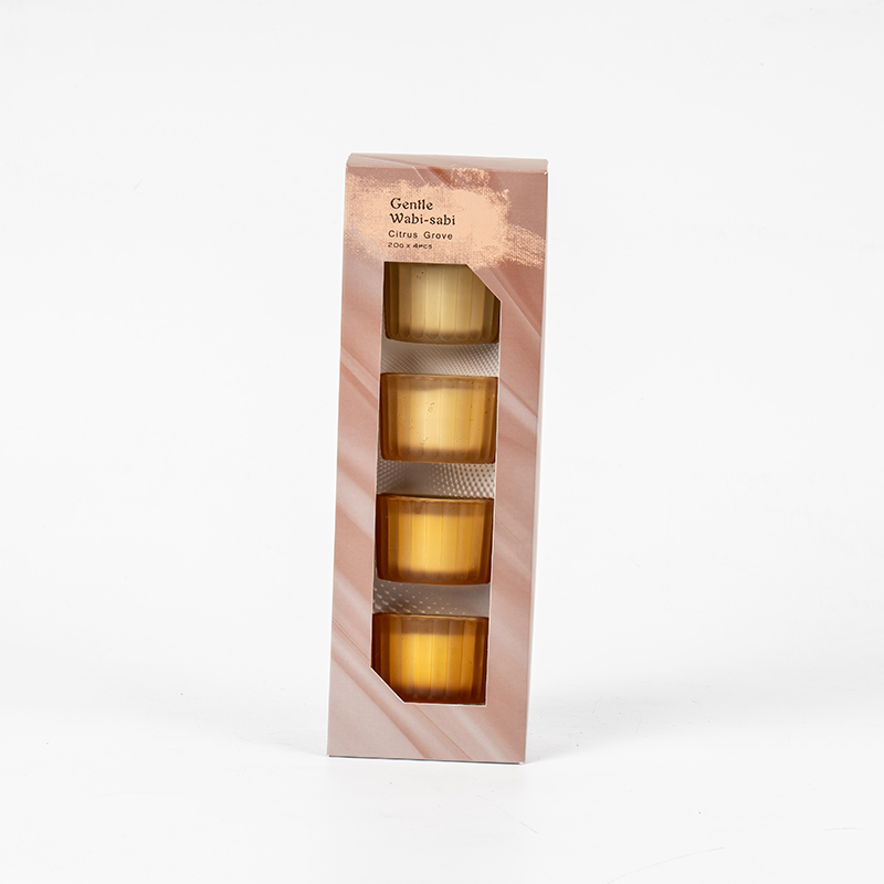 Sett med 4 vertikale stripete små dvergglass lyskopper